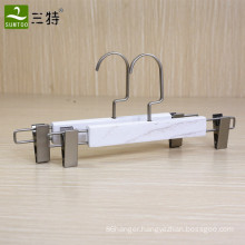 white wood multi pants hanger with flat clips